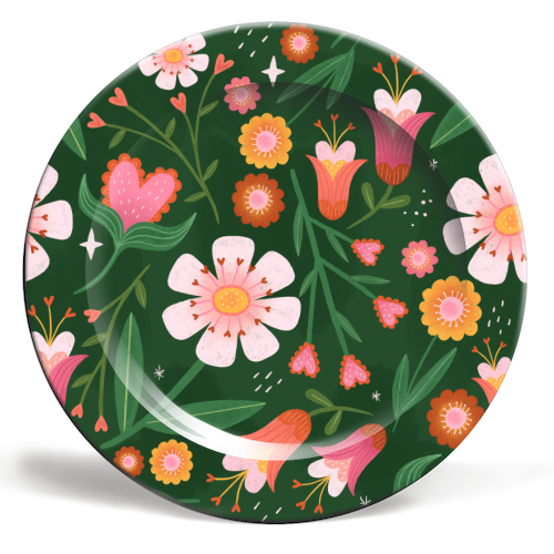 Floral pattern - ceramic dinner plate by Katie Brookes