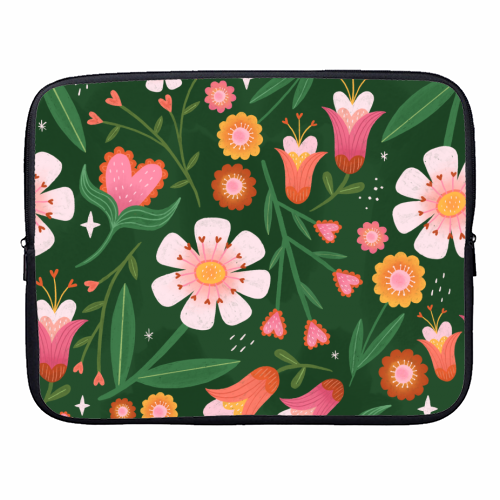 Floral pattern - designer laptop sleeve by Katie Brookes