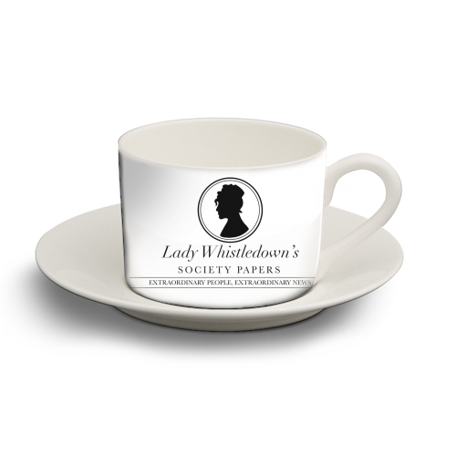 Lady Whistledown's Society Papers - personalised cup and saucer by Cheryl Boland