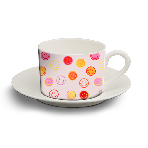Smiling Faces Pattern - personalised cup and saucer by Ania Wieclaw