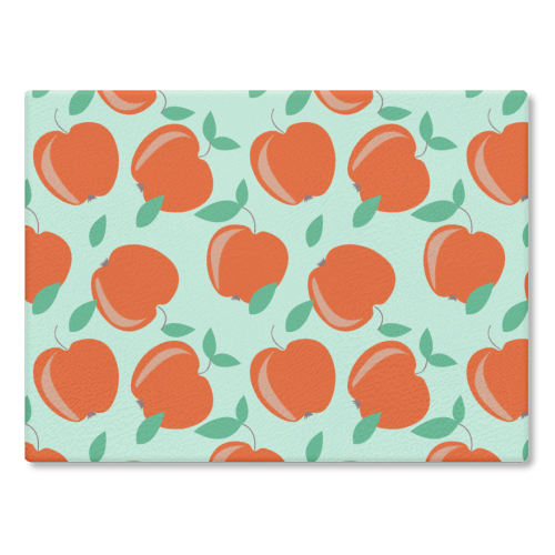 Red Apples Pattern - glass chopping board by Ania Wieclaw