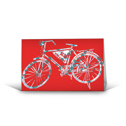 Strawberry dot bike - funny greeting card by Masato Jones