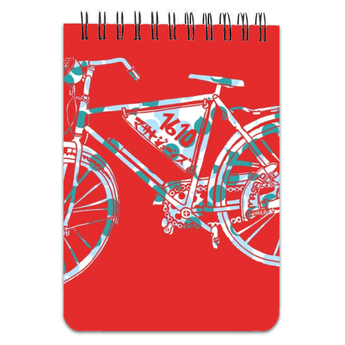 Strawberry dot bike - personalised A4, A5, A6 notebook by Masato Jones