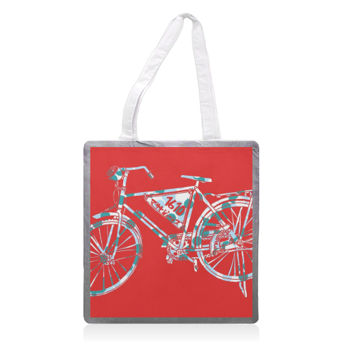 Strawberry dot bike - printed tote bag by Masato Jones
