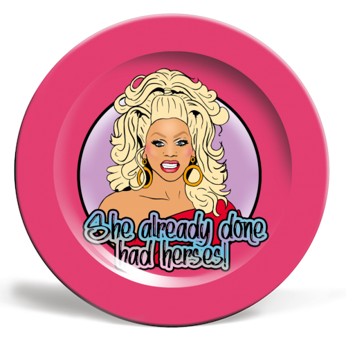 She Already Done Had Herses - ceramic dinner plate by Bite Your Granny