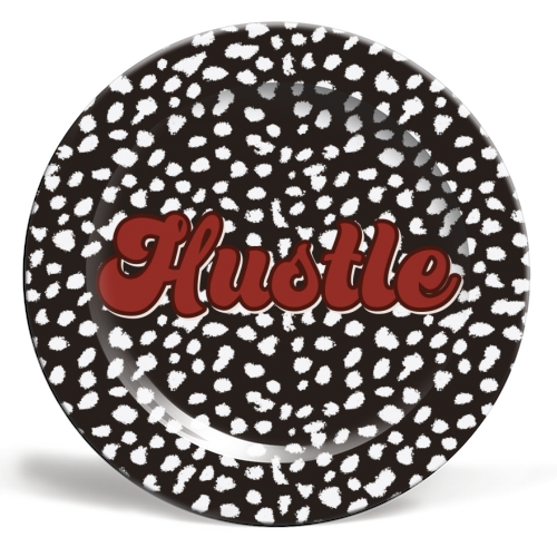 Hustle Dalmatian Print - ceramic dinner plate by The Girl Next Draw