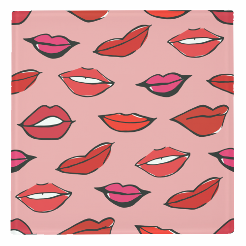 Red and Pink Lippy Pattern In Pink - personalised beer coaster by Bec Broomhall