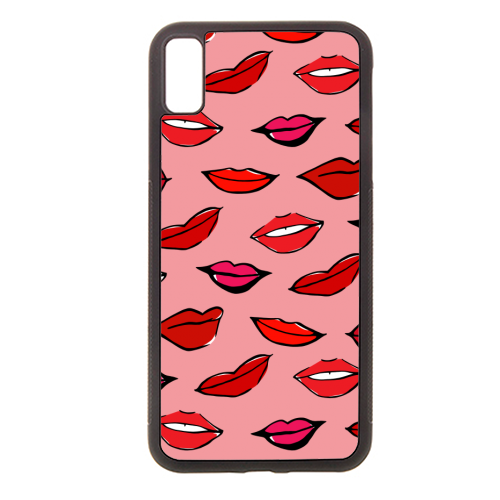 Red and Pink Lippy Pattern In Pink - Stylish phone case by Bec Broomhall