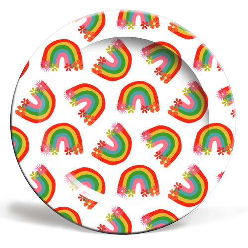 Rainbow Colours - ceramic dinner plate by Chimps Tea Party