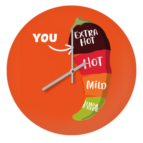 Extra Hot - quirky wall clock by Pink and Pip