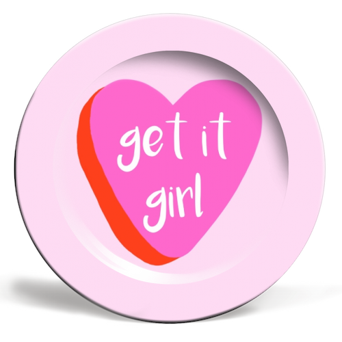 Get It Girl Pink - ceramic dinner plate by Eloise Davey