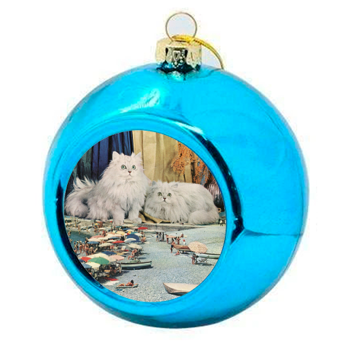 Cats beach - colourful christmas bauble by Maya Land