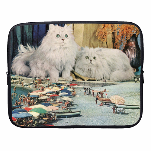 Cats beach - designer laptop sleeve by Maya Land