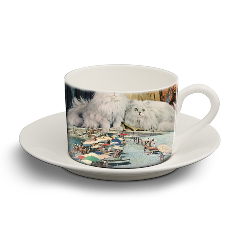 Cats beach - personalised cup and saucer by Maya Land
