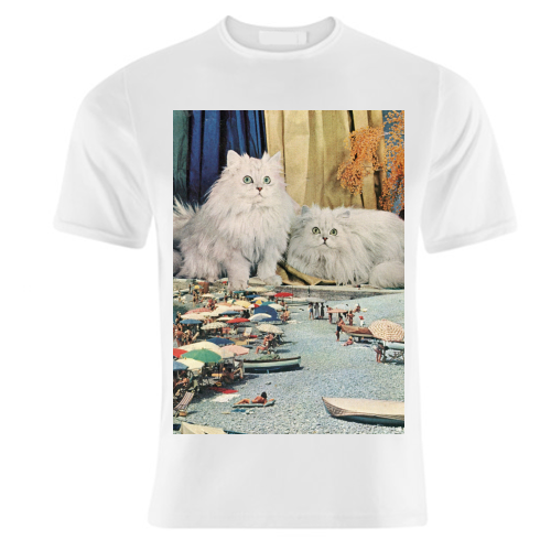 Cats beach - unique t shirt by Maya Land