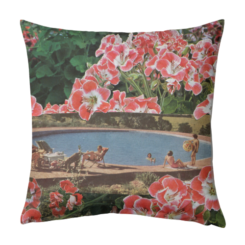 Pink summer flower garden - designed cushion by Maya Land