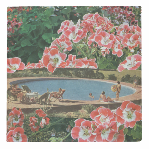 Pink summer flower garden - personalised beer coaster by Maya Land