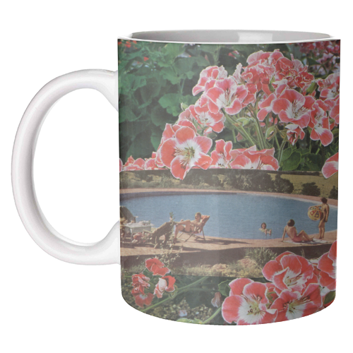 Pink summer flower garden - unique mug by Maya Land