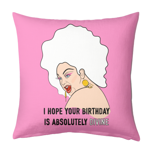 Have A Divine Birthday - designed cushion by Adam Regester