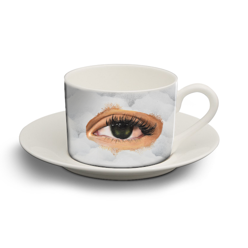 Eye in the sky, surrealism art - personalised cup and saucer by Amina Pagliari