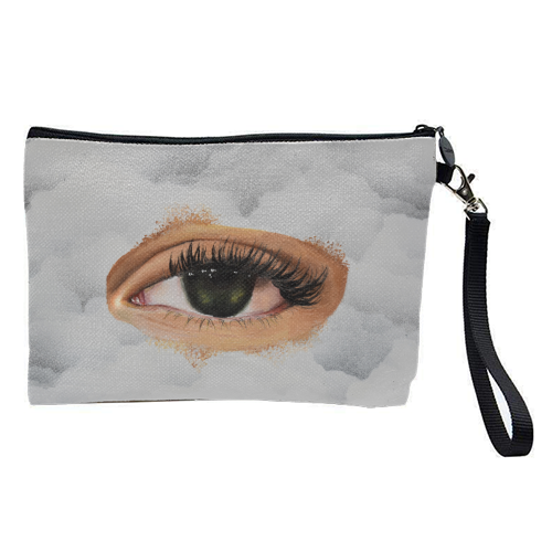 Eye in the sky, surrealism art - pretty makeup bag by Amina Pagliari