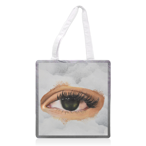Eye in the sky, surrealism art - printed tote bag by Amina Pagliari