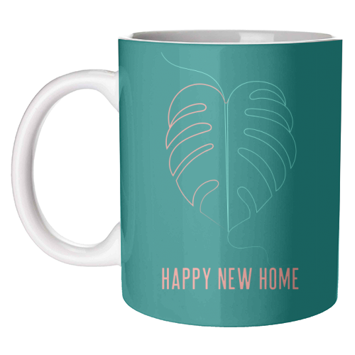 Happy New Home (teal) - unique mug by Adam Regester
