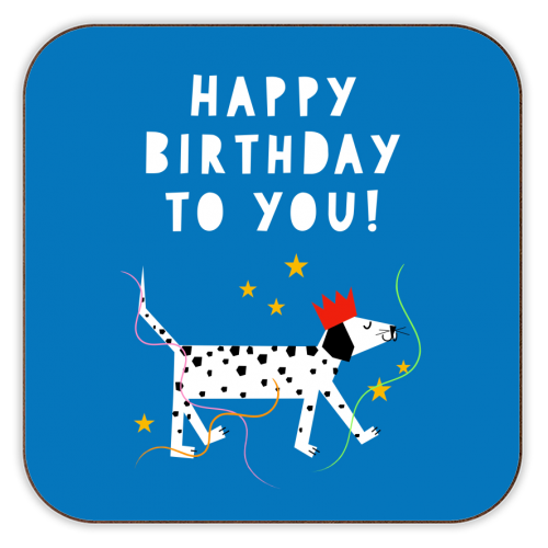 Spotty Dog Birthday Greeting - personalised beer coaster by Adam Regester