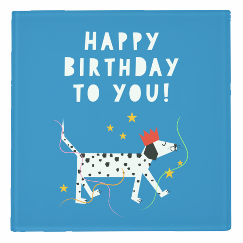 Spotty Dog Birthday Greeting - personalised beer coaster by Adam Regester