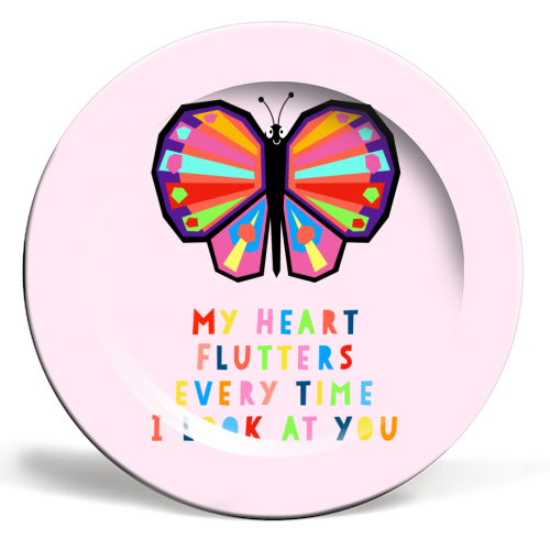 You Make My Heart Flutter - ceramic dinner plate by Adam Regester