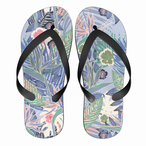 Tropicana paradise - funny flip flops by Louise Bell