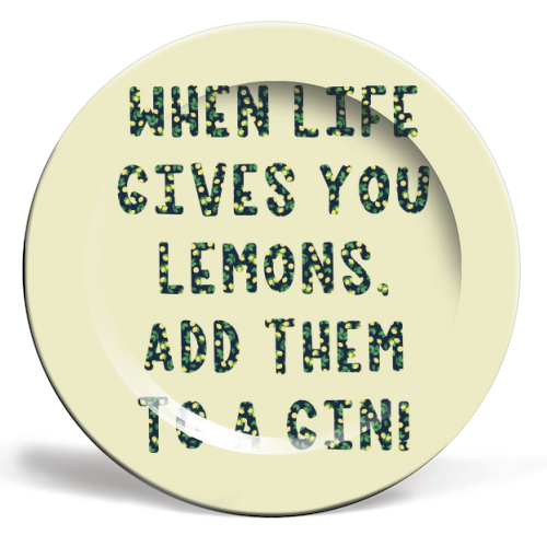 When life gives you lemons.... - ceramic dinner plate by Cheryl Boland
