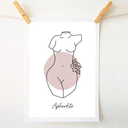 Aphrodite Goddess Line Illustration - A1 - A4 art print by Emily Ryan