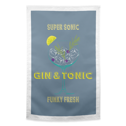 Super Sonic Gin & Tonic - funny tea towel by Luxe and Loco