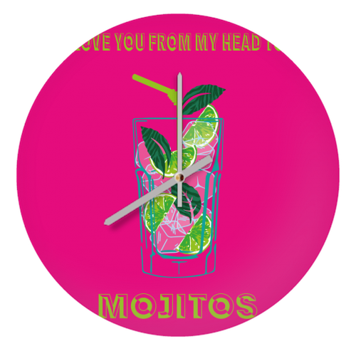 Love You From My Head To Mojito - quirky wall clock by Luxe and Loco