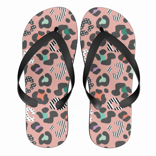 Playful Leopard - funny flip flops by Luxe and Loco