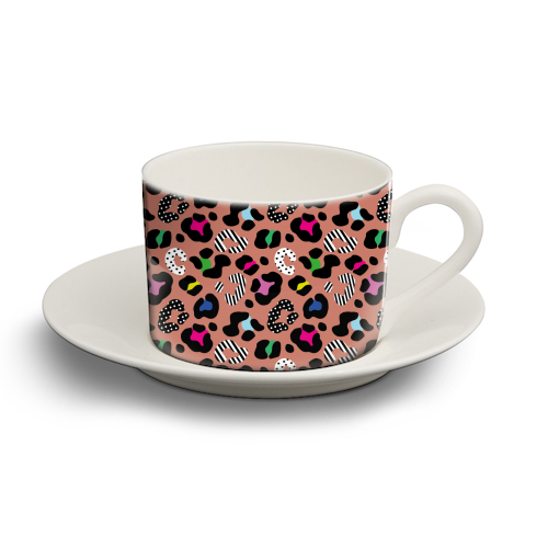 Playful Leopard wild - personalised cup and saucer by Luxe and Loco