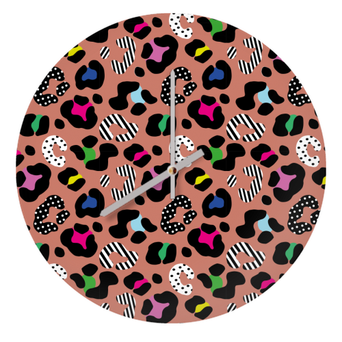 Playful Leopard wild - quirky wall clock by Luxe and Loco