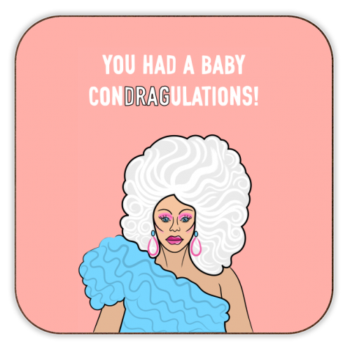 New Baby ConDRAGulations - personalised beer coaster by Adam Regester