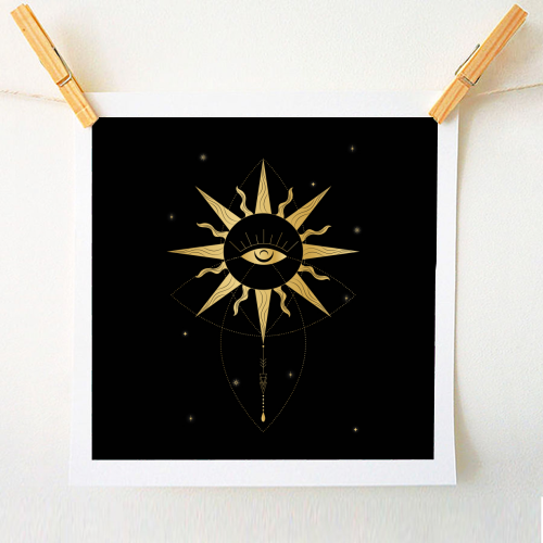 evil eye golden sun - A1 - A4 art print by Anastasios Konstantinidis