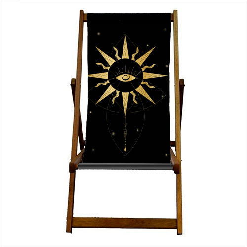 evil eye golden sun - canvas deck chair by Anastasios Konstantinidis