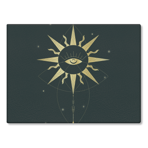 evil eye golden sun - glass chopping board by Anastasios Konstantinidis