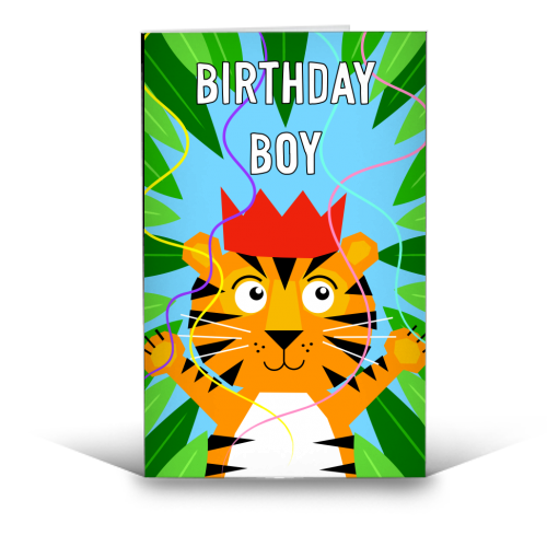 Birthday Boy Tiger Illustration - funny greeting card by Adam Regester