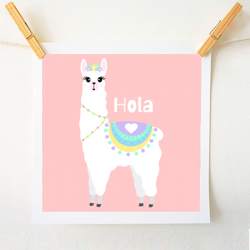 Hola Llama - A1 - A4 art print by Rock and Rose Creative