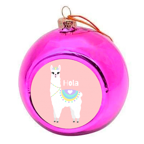 Hola Llama - colourful christmas bauble by Rock and Rose Creative