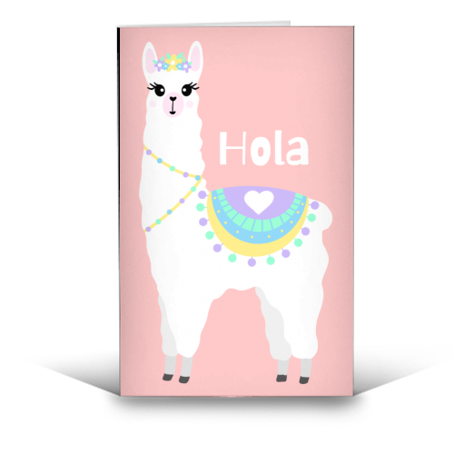 Hola Llama - funny greeting card by Rock and Rose Creative