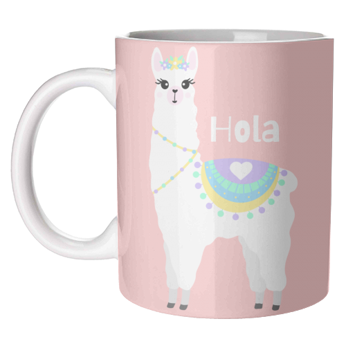 Hola Llama - unique mug by Rock and Rose Creative