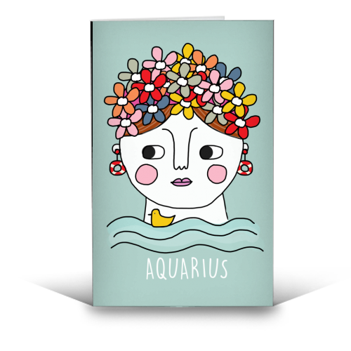 Aquarius Girl - funny greeting card by Nichola Cowdery