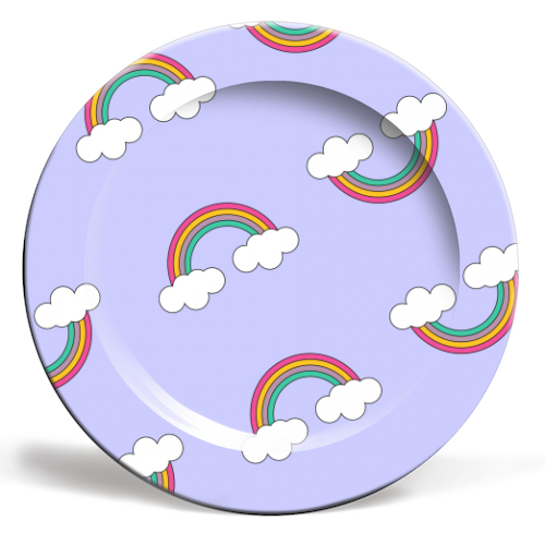 Too Cute Rainbow - ceramic dinner plate by Lucy Elliott