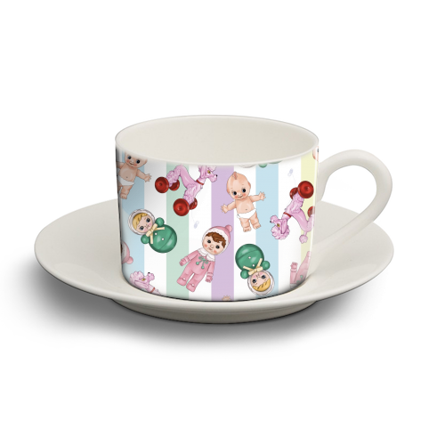 Kawaii Cute Print - personalised cup and saucer by Lucy Elliott